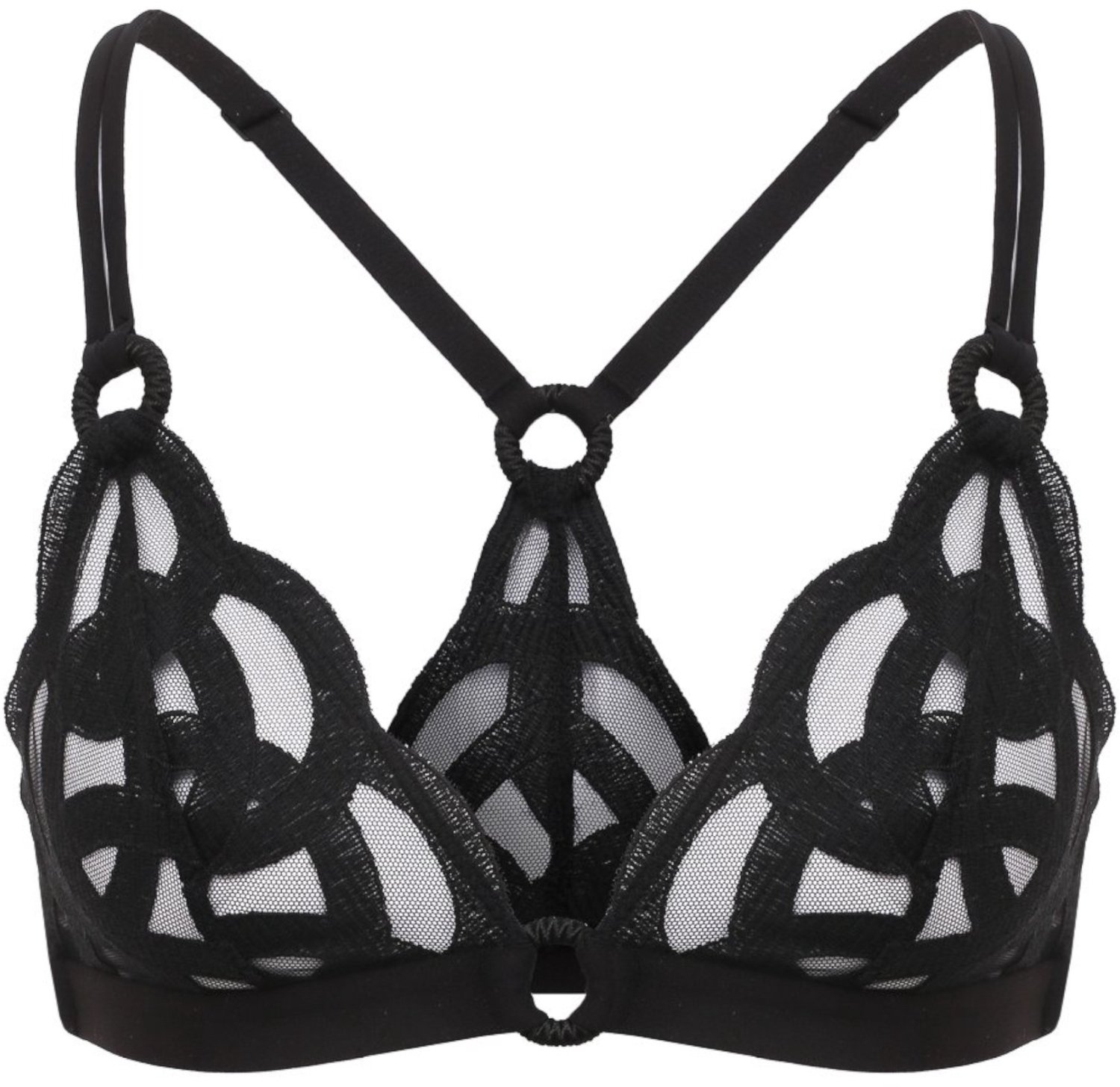 ESOTIQ Kimbaku Triangle Livy - Beha - Zwart - Kanten driehoekcups