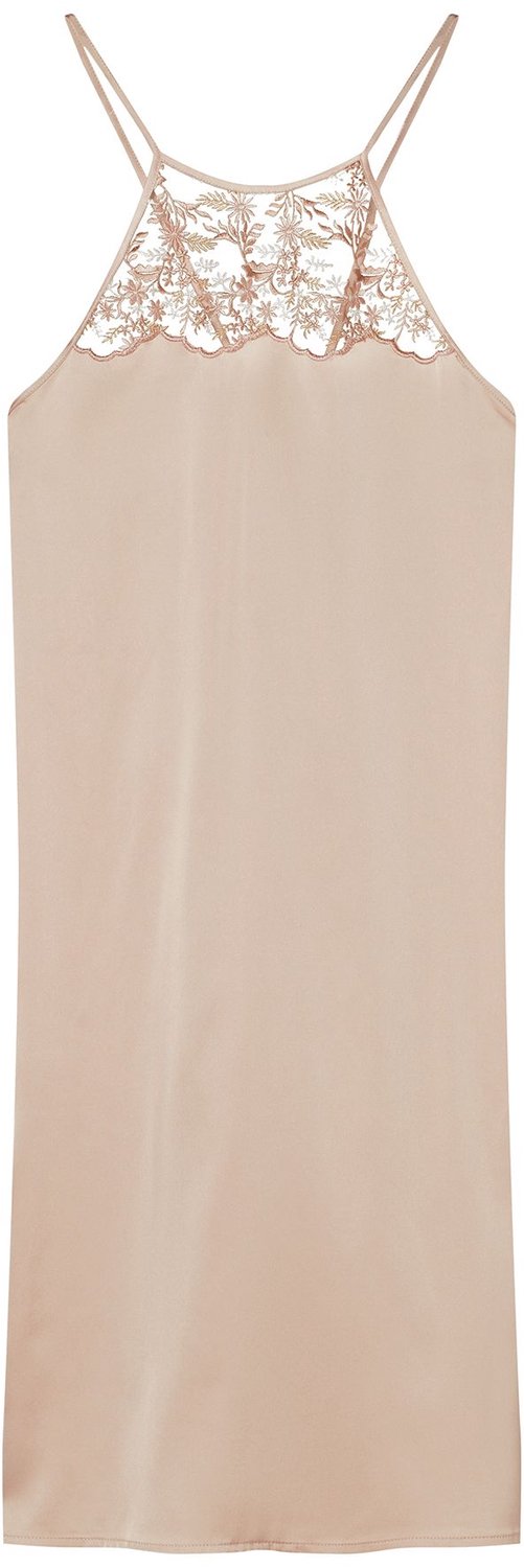 ESOTIQ Ivory - Nachthemd - Beige - Geborduurd - Mouwloos