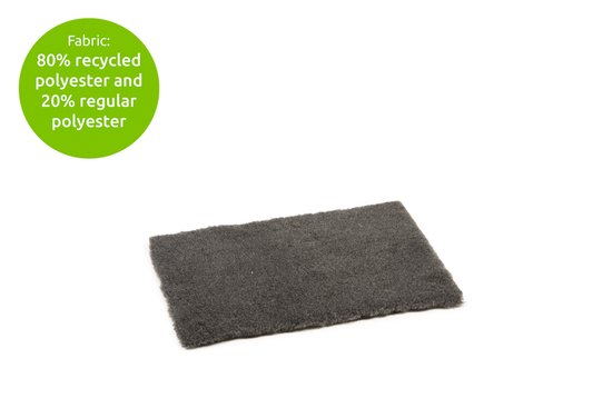 Rechthoekig antracietgrijs hondenbed van 80% gerecycled en 20% normaal polyester.