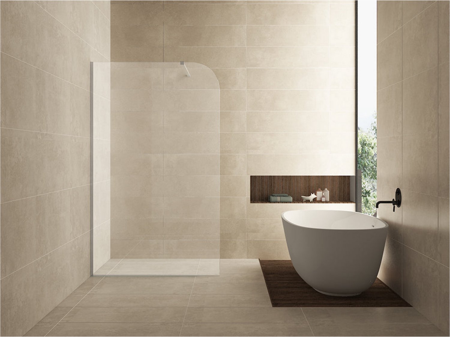 Wiesbaden Curvea Inloopdouche 120 x 200 cm - Nano Helder Glas