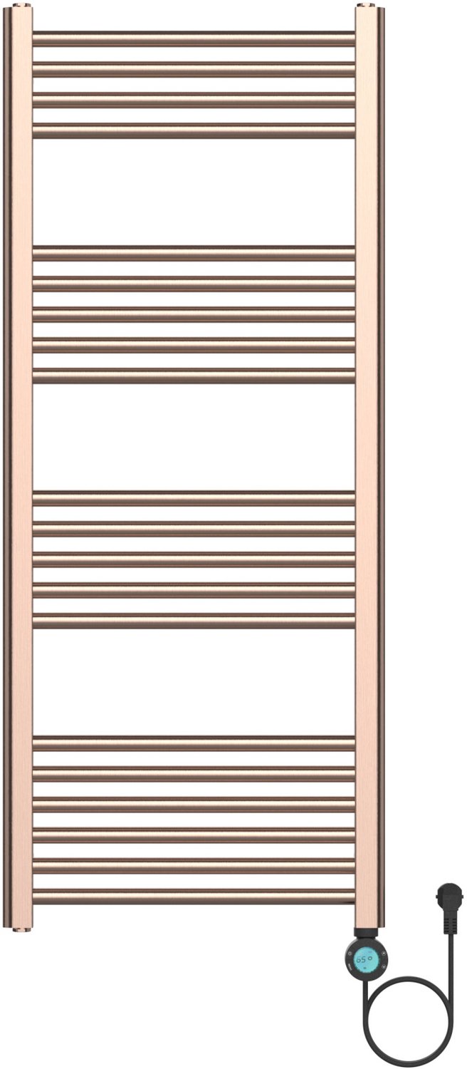 BELRAD elektrische radiator 1200x500 mm – 700W – geborsteld koper – digitale thermostaat – Smart WiFi – aansluiting rechts
