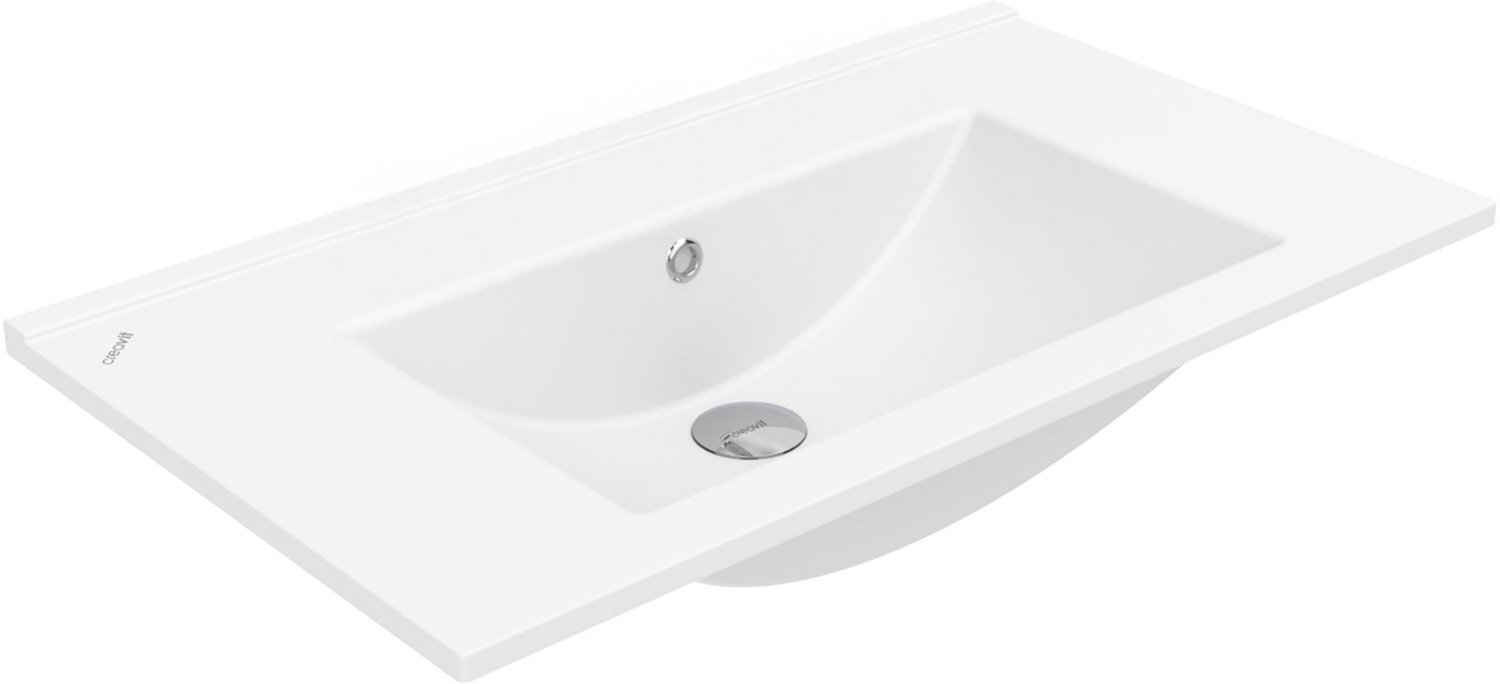 Creavit Su Wastafel - 1 Wasbak - zonder Kraangat - Keramiek - 80 × 45 cm - Glanzend Wit
