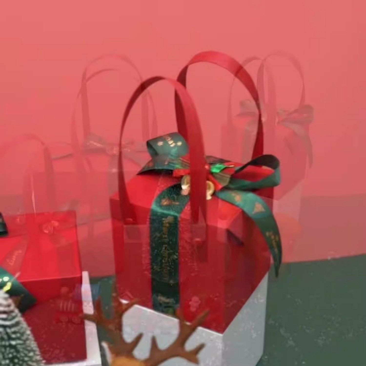 Kerstgeschenkdoos (lege doos met ) – Set van 2 – M-19,5*9,5*7,6 cm – Geschenkdoosje – Klein geschenkdoosje – Verpakkingsdoos – Doosje voor lekkernijen – Decoratieve doos – Geschenkverpakking – Geschikt voor het verpakken van kerstcadeaus, enz. – foto 2