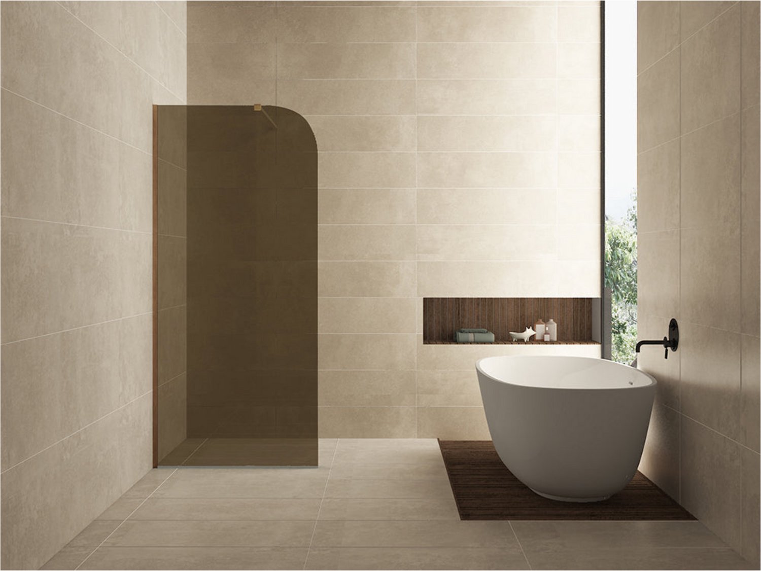 Wiesbaden Curvea Inloopdouche 90 x 200 cm - Nano Vintage Brons Glas
