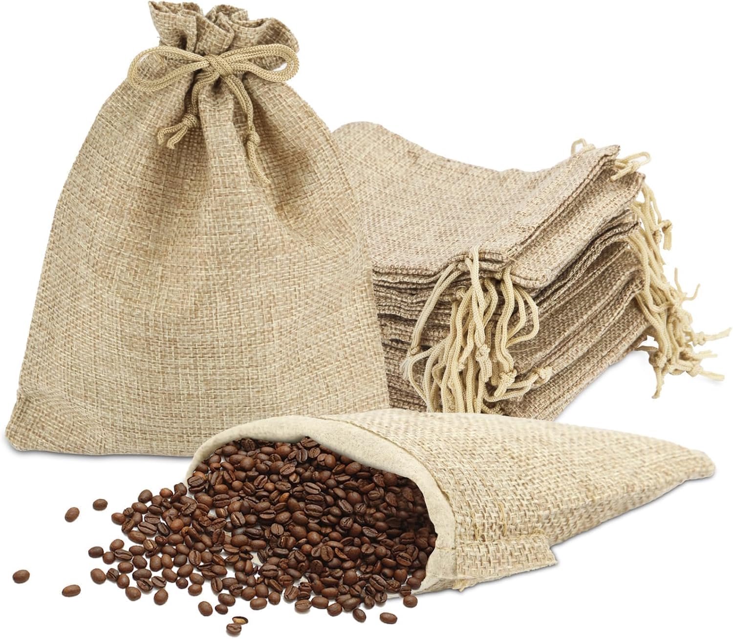 KZQ 30 Stuks Zakje met trekkoord – Jute Zakjes – Geschikt voor kleine cadeautjes, bedankjes en snoep – 13 x 18 cm – Natuurlijke kleur