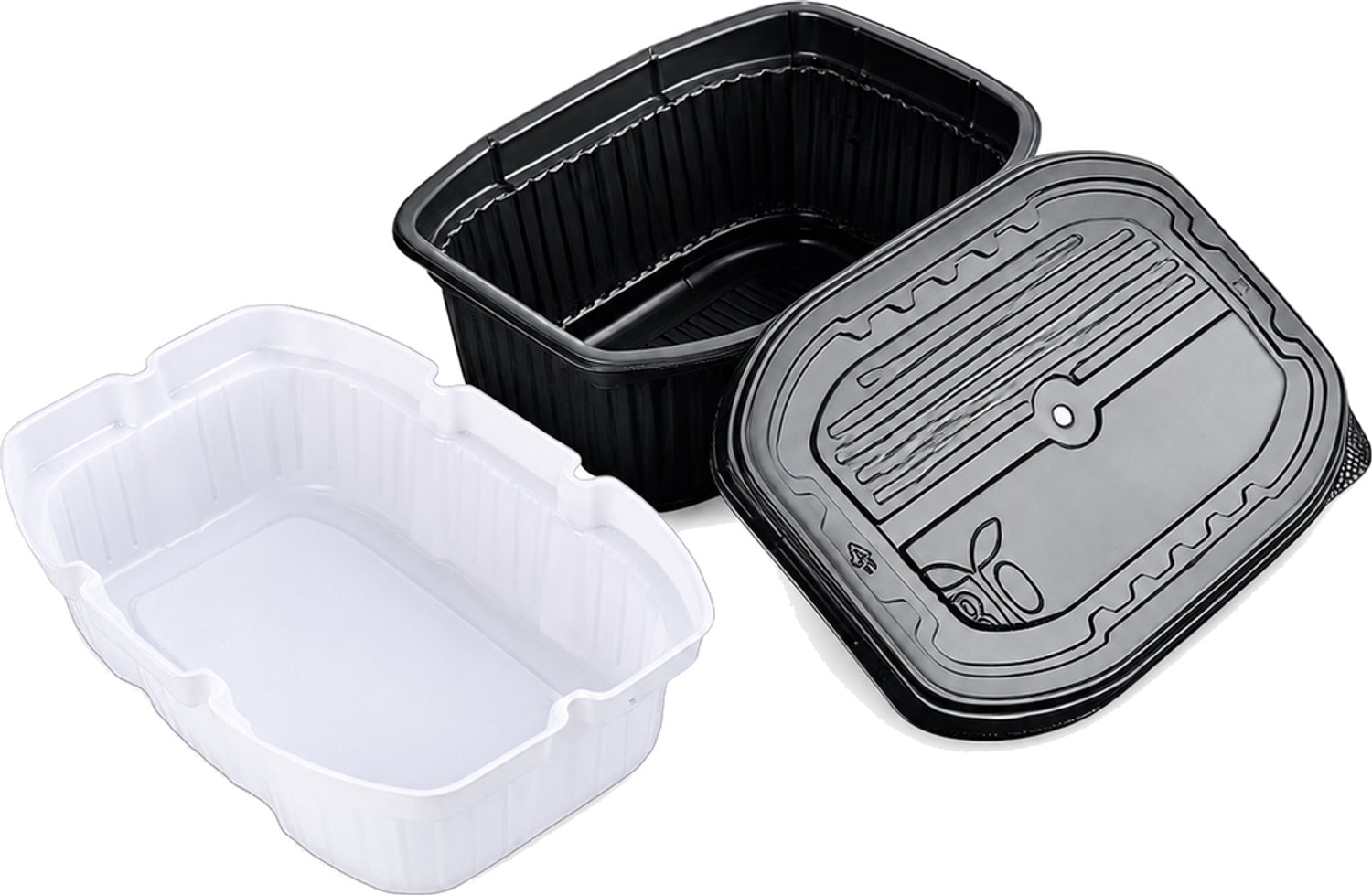 Lunchbox voor gebruik met een verwarmingszak, wegwerpuitvoering, met deksel, 800 ml, zwart
