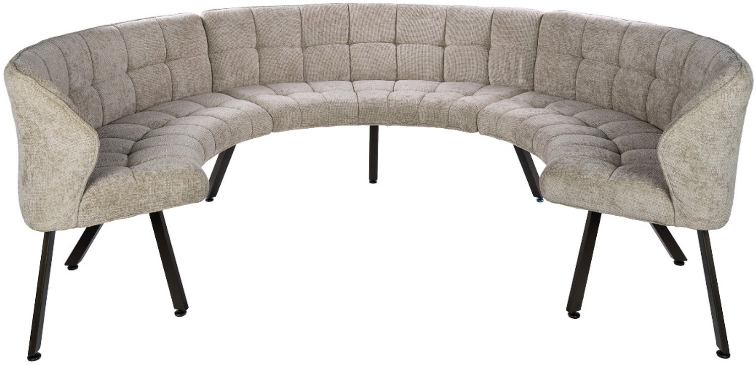 Fraaai - Ramon eetkamerbank rond 3-delig - hoven zand - bronzen poot