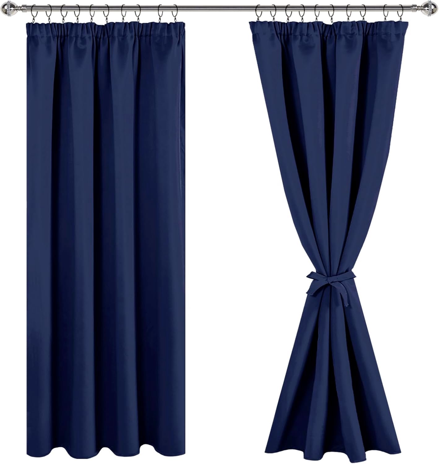 Gordijnen verduisterend H 200 x B 140 cm - Donkerblauw - Set van 2 - Ideaal voor slaapkamer - m-winkel