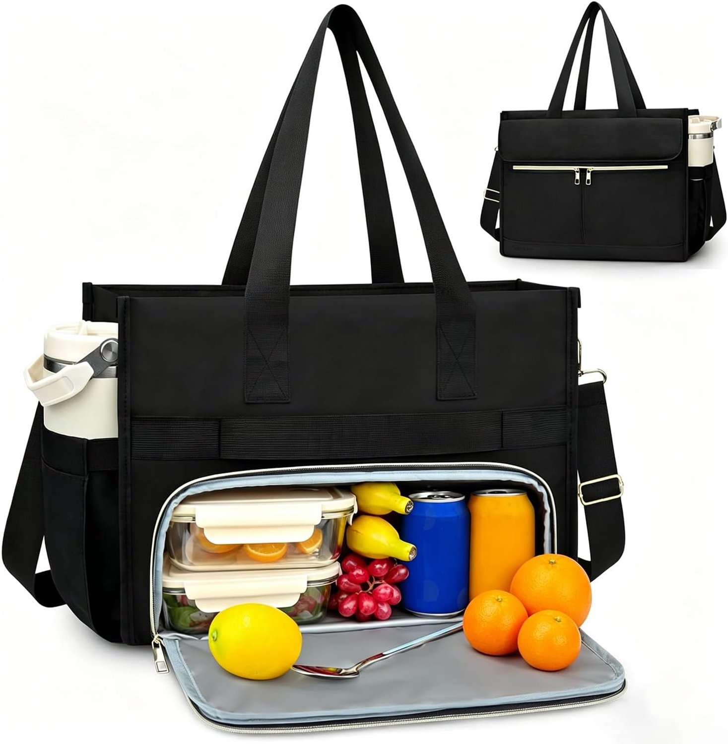 Lunchtas voor dames 15,6 inch - zwart - geïsoleerd koelvak - ideaal voor werk - ServiceTopper