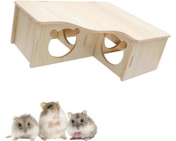 Multi-room wooden hamster house, wooden hutch, corner hiding place as cage accessory for dwarf hamsters, other small - ShopVlot