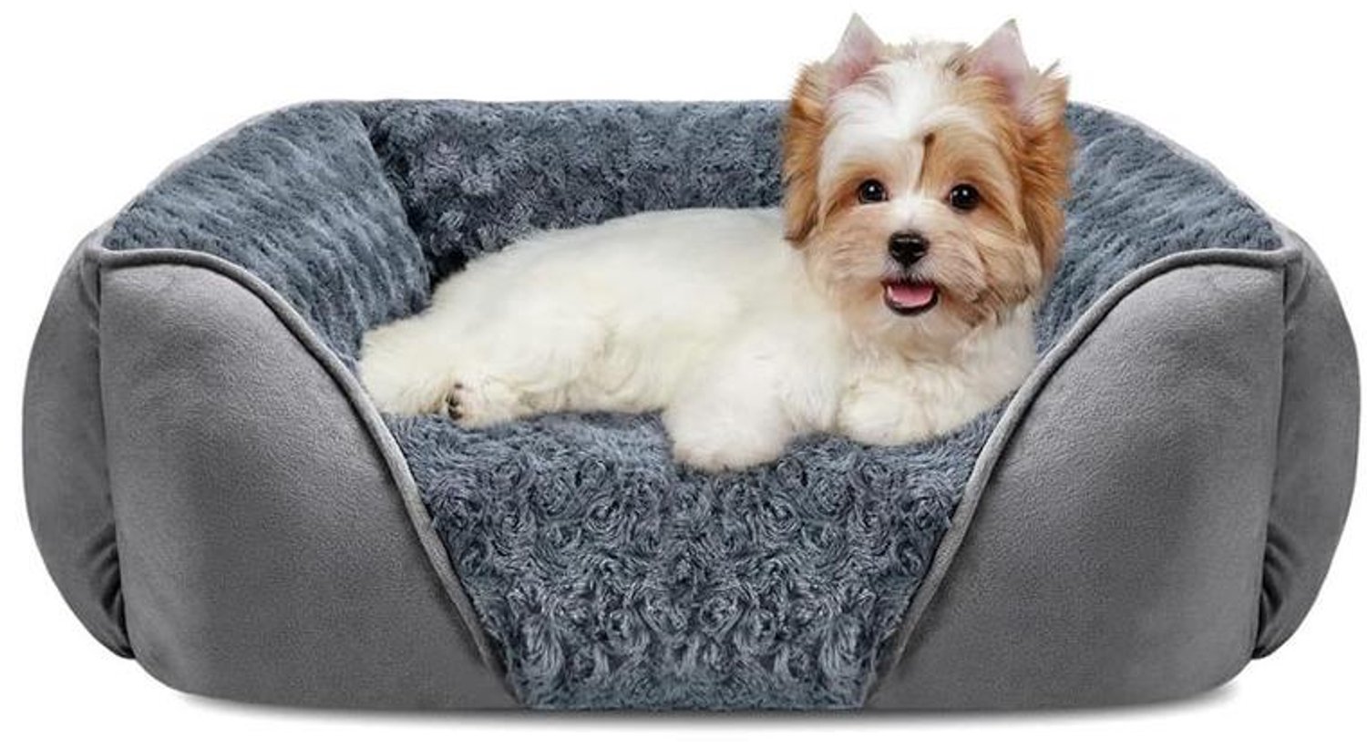 KZQ Hondenmand - Huisdiermand - Wasbaar - Pluche hondenmand - Antislip - 60x45x15 cm - Geschikt voor kleine honden - Grijs
