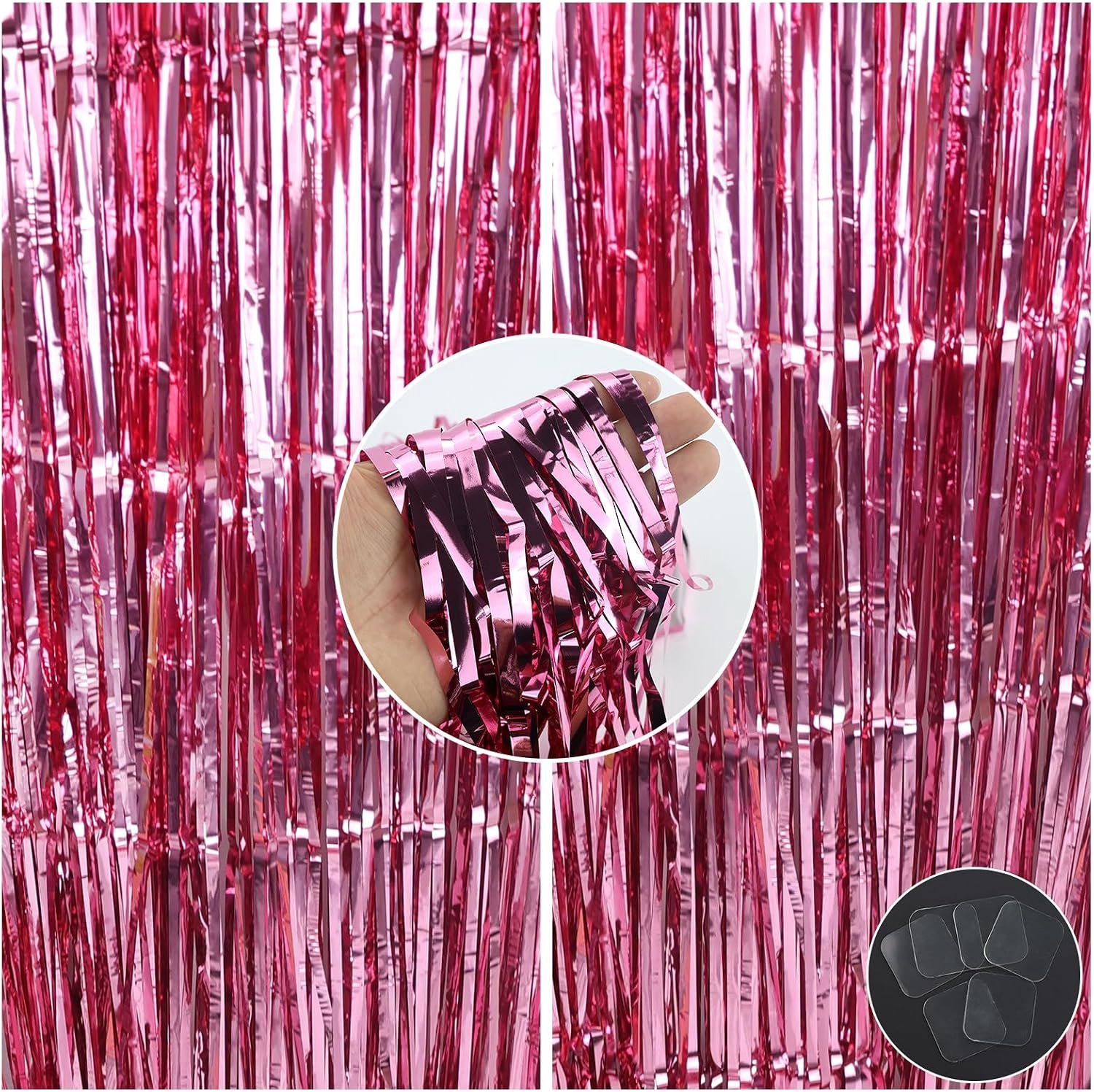 Lametta Curtains Red Glitter 2 Pieces Metallic Glitter Curtain Frings 1m x 2m Glitter Tinsel Curtain Foil Fringe - ShopVlot