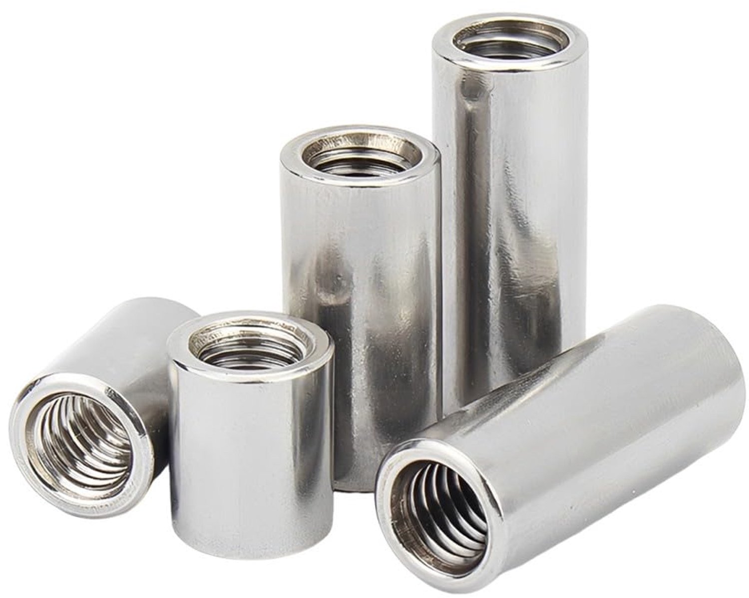 Lange moeren schroefdraad M6 x 10 mm - roestvrij staal 304 - eenvoudig te installeren - 5 stuks - ServiceTopper