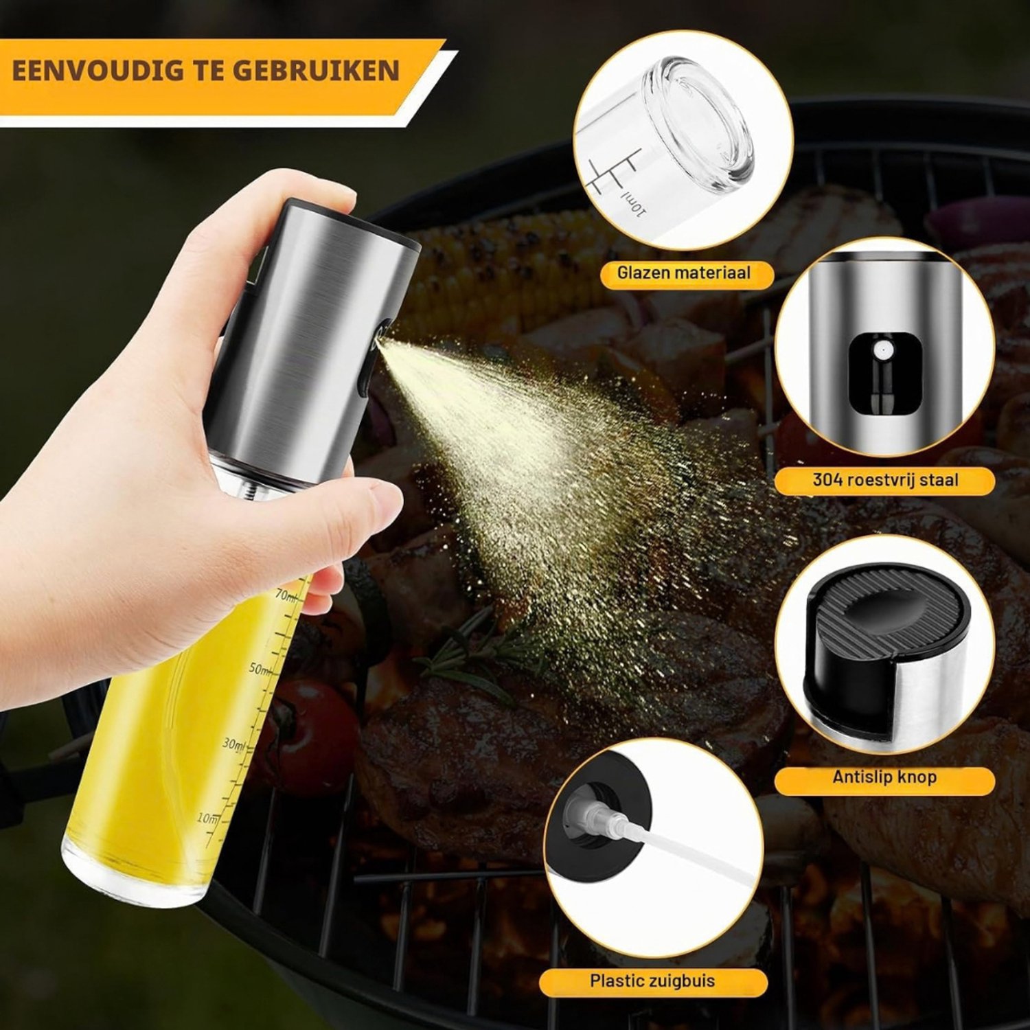 Verte - Olie Dispenser - Olieverstuiver - Spuitfles Van 100 Ml - Voor Bakolie En De Heteluchtfriteuse - Oliespray Voor Salades/Grillen/Bakken (2 Stuks)
