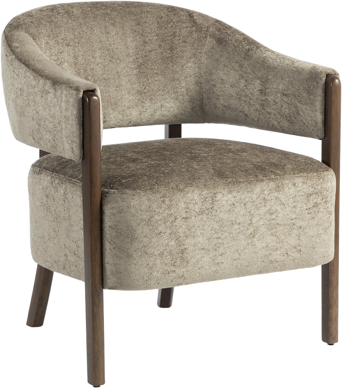 MUVANO Comfortabele Poltrona voor Woonkamer - Ruime Zitting met S-veren - Zacht en Duurzaam Chenille - Ideaal voor Lezen en Ontspannen - 71x63,5x78,5 cm - Stabiele Houten Constructie - Eenvoudige Montage Bruin