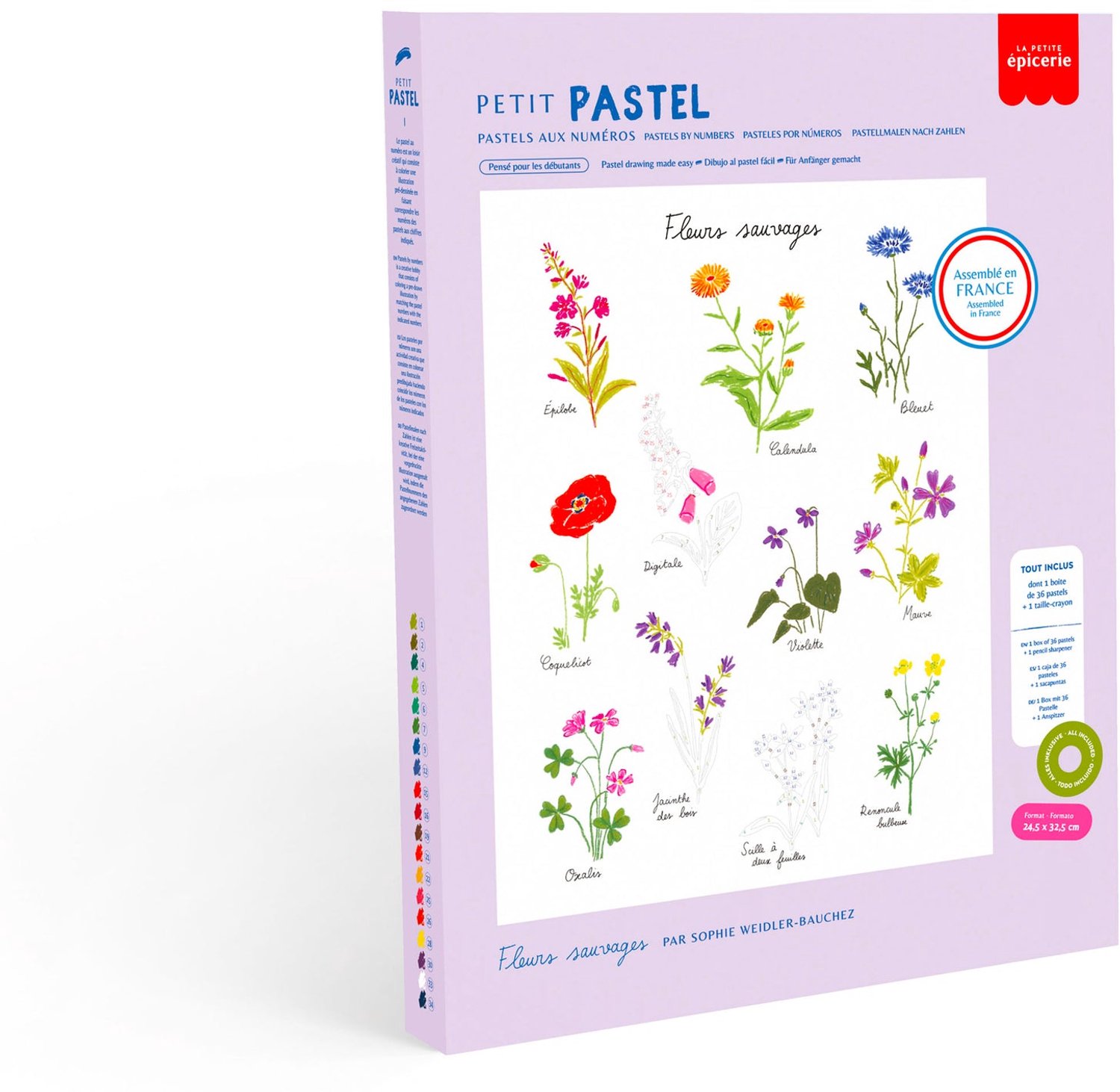 La Petite Épicerie Petit Pastel Fleurs Sauvages – Schilderen op Nummer met 36 Pastels, Creatieve Hobbyset