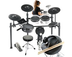 V-TONE ED PRO 1 Elektronisch Drumstel - Elektronisch Slaginstrument - Complete Drumset Met Meshpads - 8-delig - Met Trommelkruk Koptelefoon En Drumstokken - Voor Beginners En Thuisgebruik