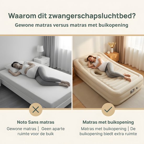 Opblaasbaar Zwangerschapskussen - Buikligkussen voor Zwangeren - Opblaasbaar Buikkussen - PVC Zwangerschapsmatras met Pomp - Ondersteunend Full Body Kussen voor Zwangere Vrouwen - 165 x 70 x 25 cm - Kaki — afbeelding 4