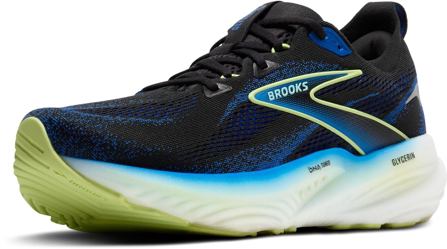 Brooks Glycerin 22 - Hardloopschoenen - Heren - Black/Cobalt/Neo Yellow - Maat 47.5 D
