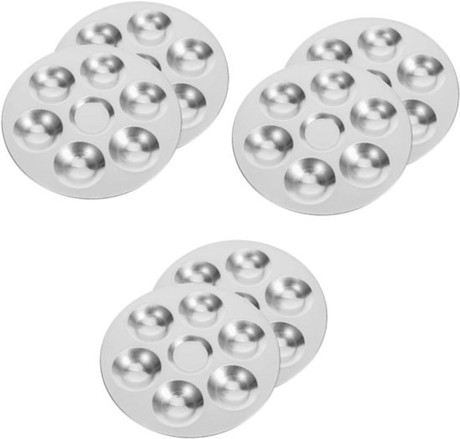 Aluminium verfpalet - Mengpalet voor schilderen - Kleuren mengen - 6 vakjes - 13.5 x 13.5 cm - Zilver