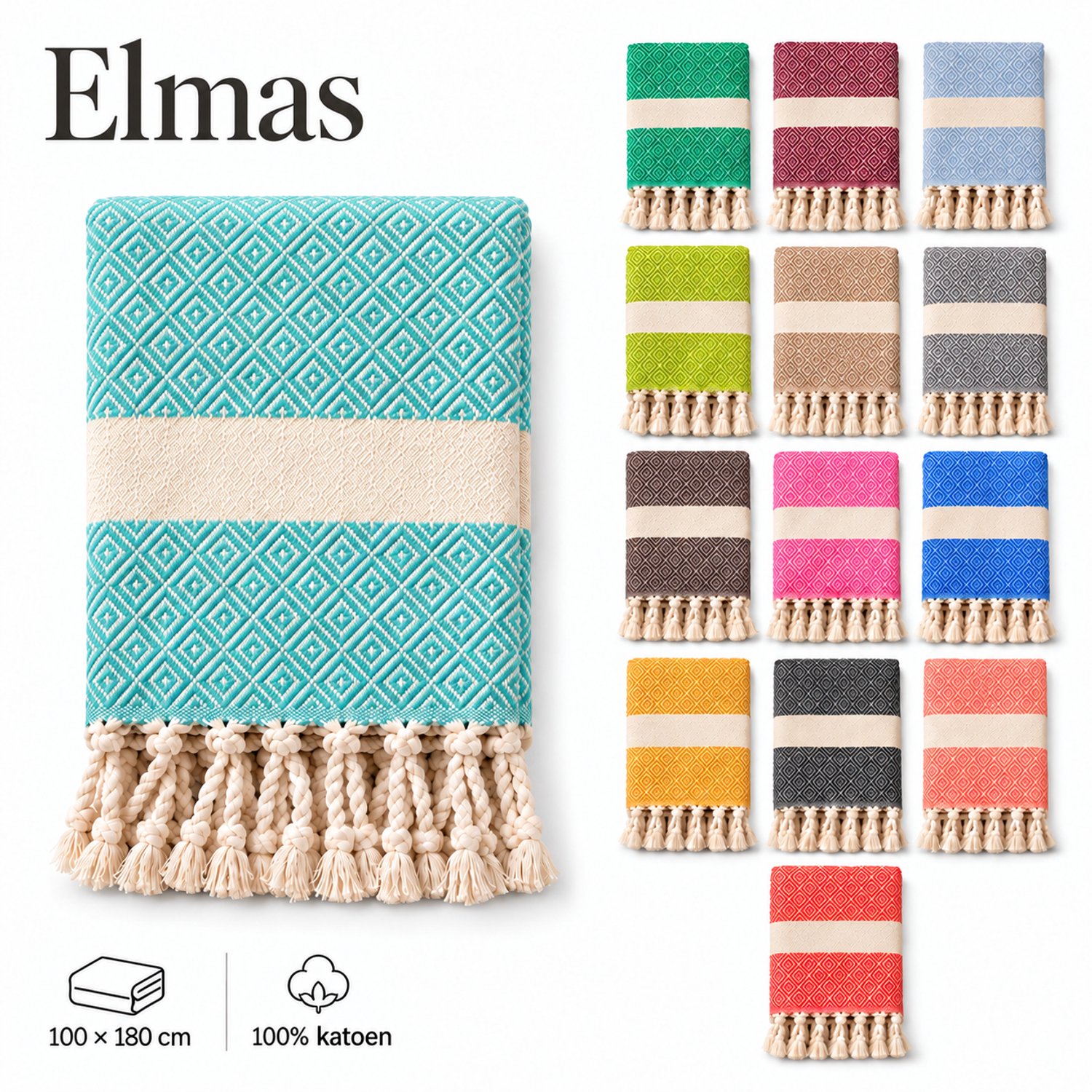 100% Natuurlijke Katoenen Elmas Peshtemal Badhanddoek Turkse Handdoek Hammam Strandlaken