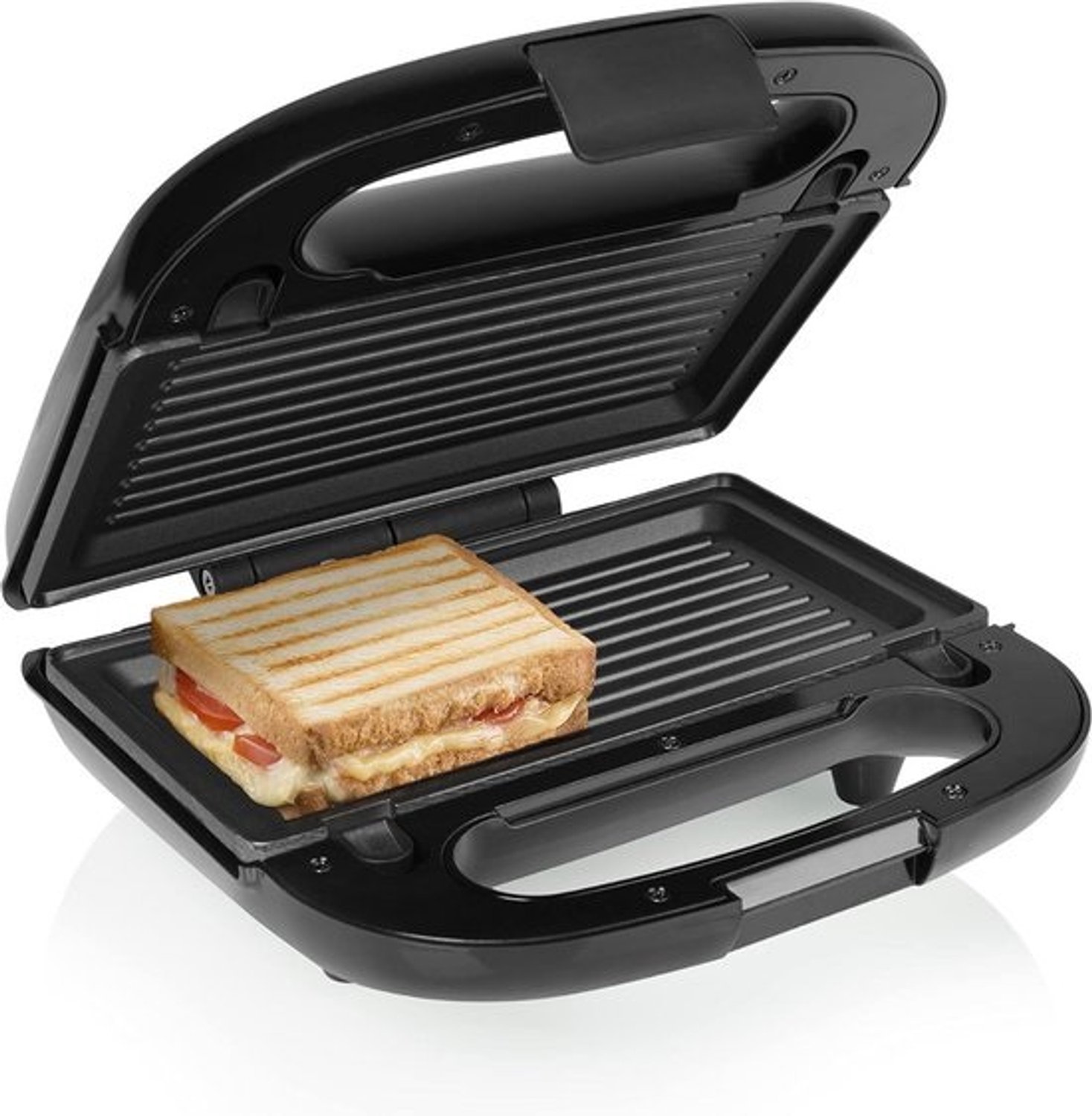 Croque-monsieurtoestel - Tostiapparaat - 3 in 1 - Instelbare temperatuur - Vergrendelende clip - Tosti-ijzer - Uitklapbare contactgrill - Klein tostiapparaat voor 2 tosti's - Paninigrill - Antiaanbaklaag toastergrill - Sandwichmaker