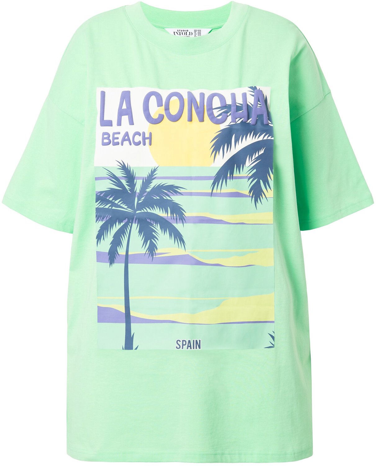 Studio Untold - Dames - T-shirt oversized Paloma Beach - Mintgroen - Maat 46+