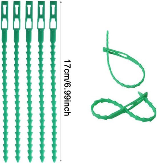 KZQ 100 Stuks verstelbare plantenbinders – multifunctionele plantenbinders – visgraatmodel plantenbinders – tuingereedschap – stevige maar flexibele kunststof binders – herbruikbaar – 17 cm — afbeelding 2