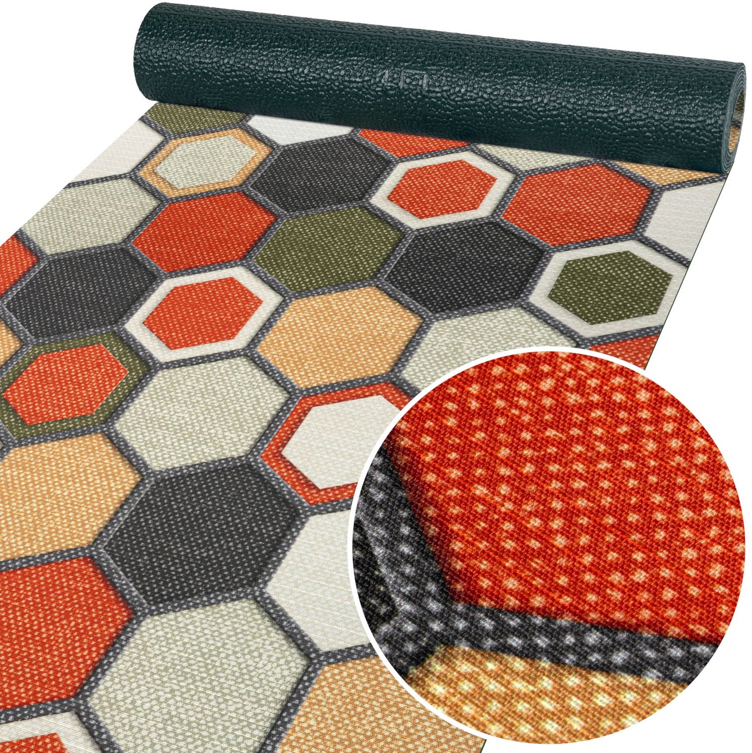 ANRO Keukenloper Elandra Honingraat Meerkleurig 300x52cm – Antislip Gangloper Tapijtloper 3 mm