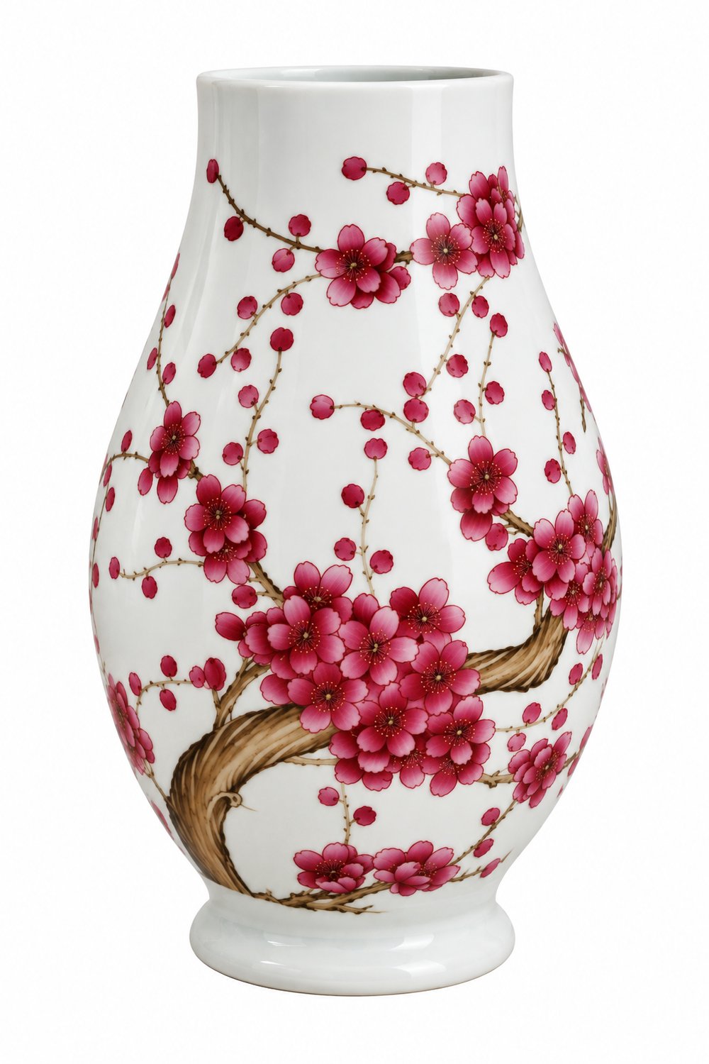 Fine Asianliving Chinese Vase Handpainted Red Blossoms D22xH31cm multi
