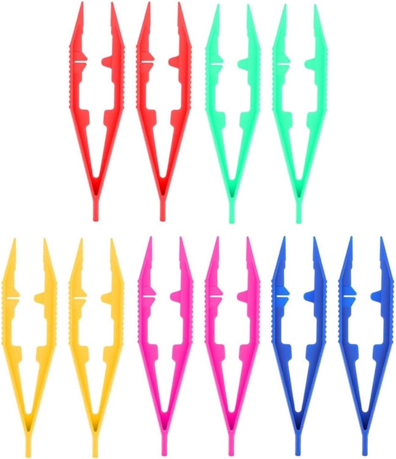 Pincetten 10 cm - veelkleurig kunststof - lichtgewicht - ideaal voor hobby en elektronica - 10 stuks - Vemera