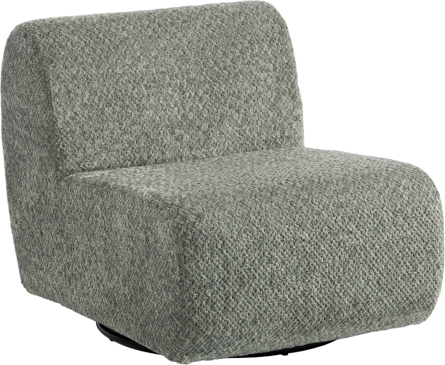 MUVANO Comfortabele Draaistoel Met Chenille Bekleding - Lounge Stoel Met Brede Zitting - 360 Graden Draaifunctie Voor Meer Bewegingsvrijheid - Armloze Stoel Voor Maximale Ontspanning - 70x70x41cm - Tot 120 Kg - Eenvoudige Montagegrijs Groen