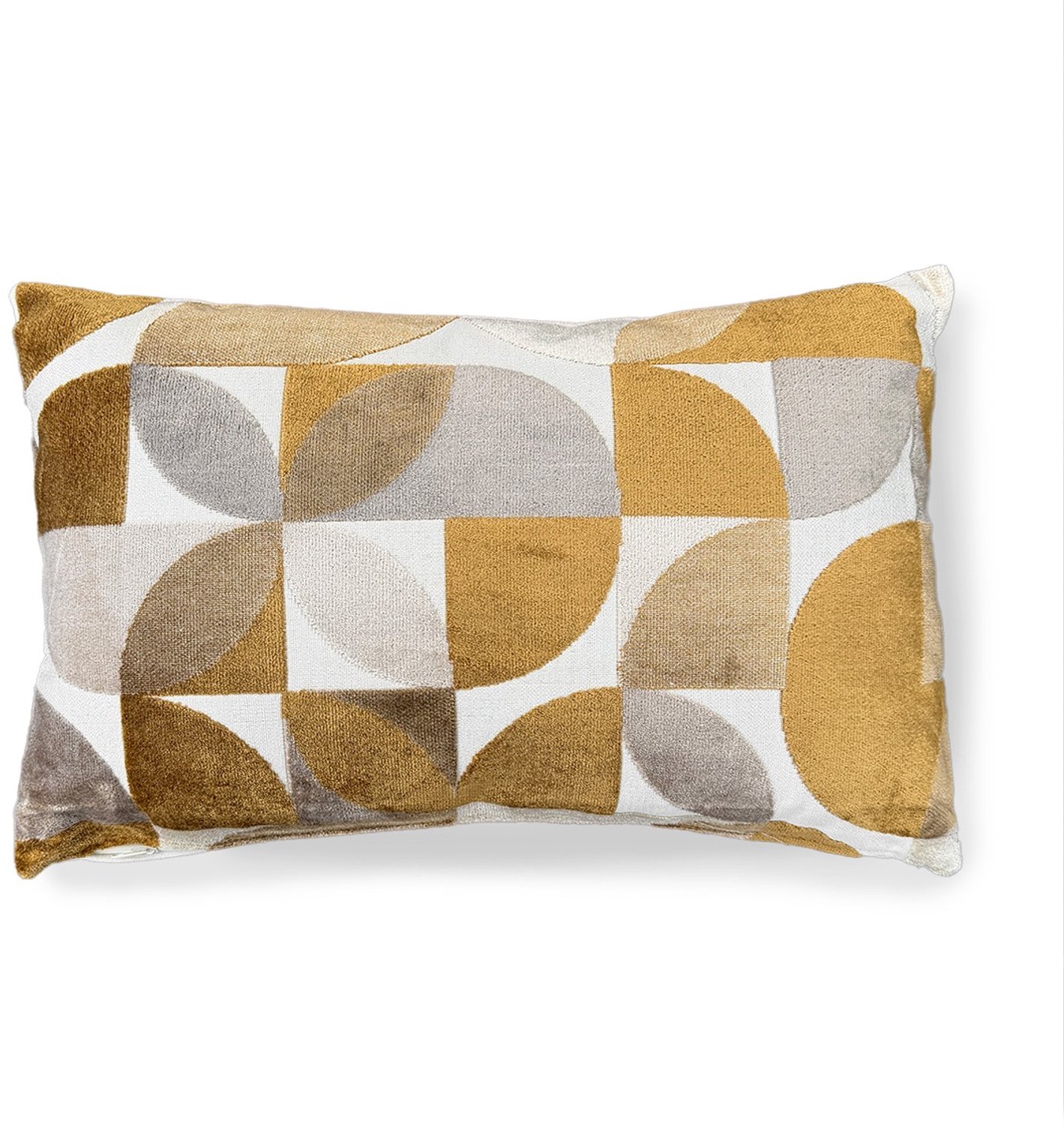 Woonexpress Sierkussen Bietto - Chenille - Organisch patroon - Luxe retro Beige/Bruin/Geel/Oker