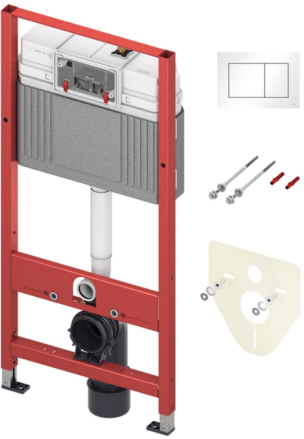 TECE TECEbase Eco Inbouwreservoir met frame - 1120mm - Wit bedieningsplaat