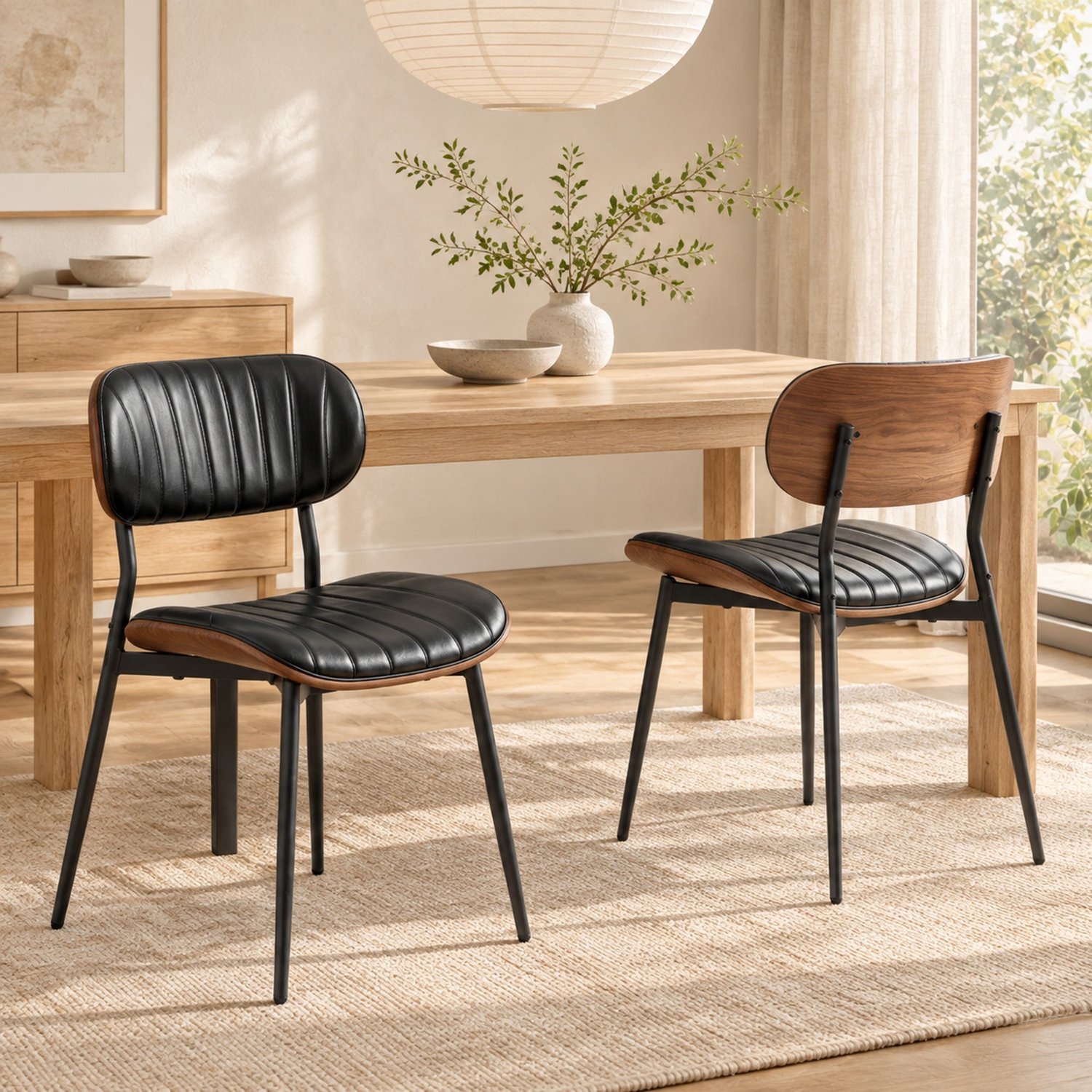CHICFURN Eetkamerstoel - Set van 2 - Zonder armleuningen - Zwart