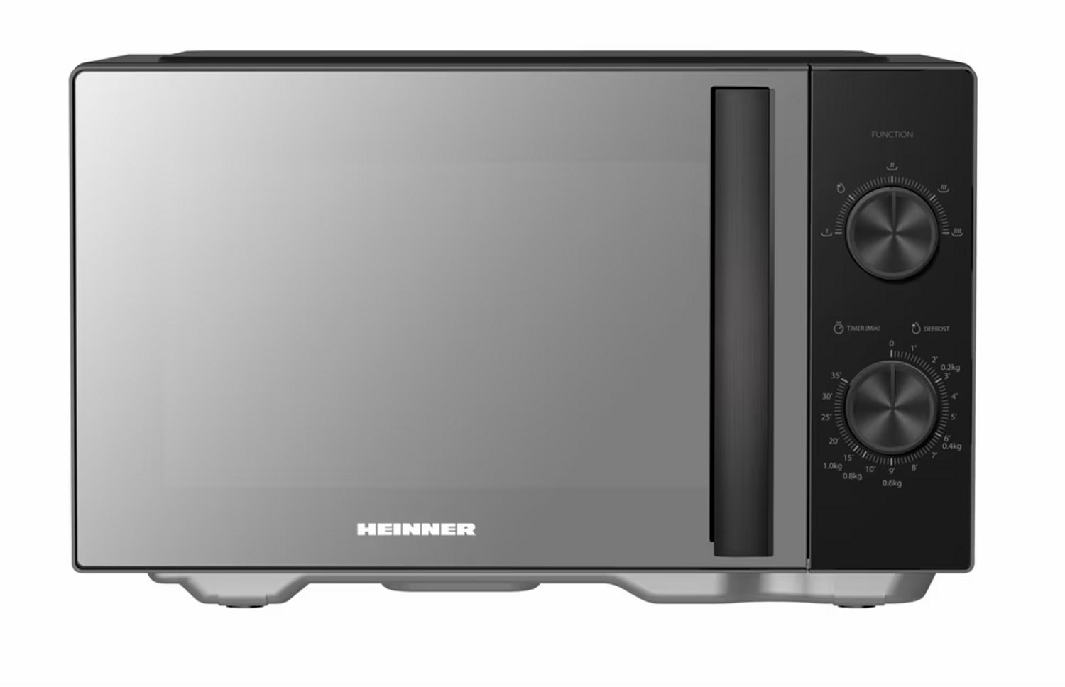 Heinner Vrijstaand Magnetron – 25 L – 800 W – 5 Vermogensstanden – Mechanische Bediening – Spiegelglazen Deur – 35 Min Timer – Ontdooifunctie – Geluidssignaal – Zwart – 5 Jaar Garantie