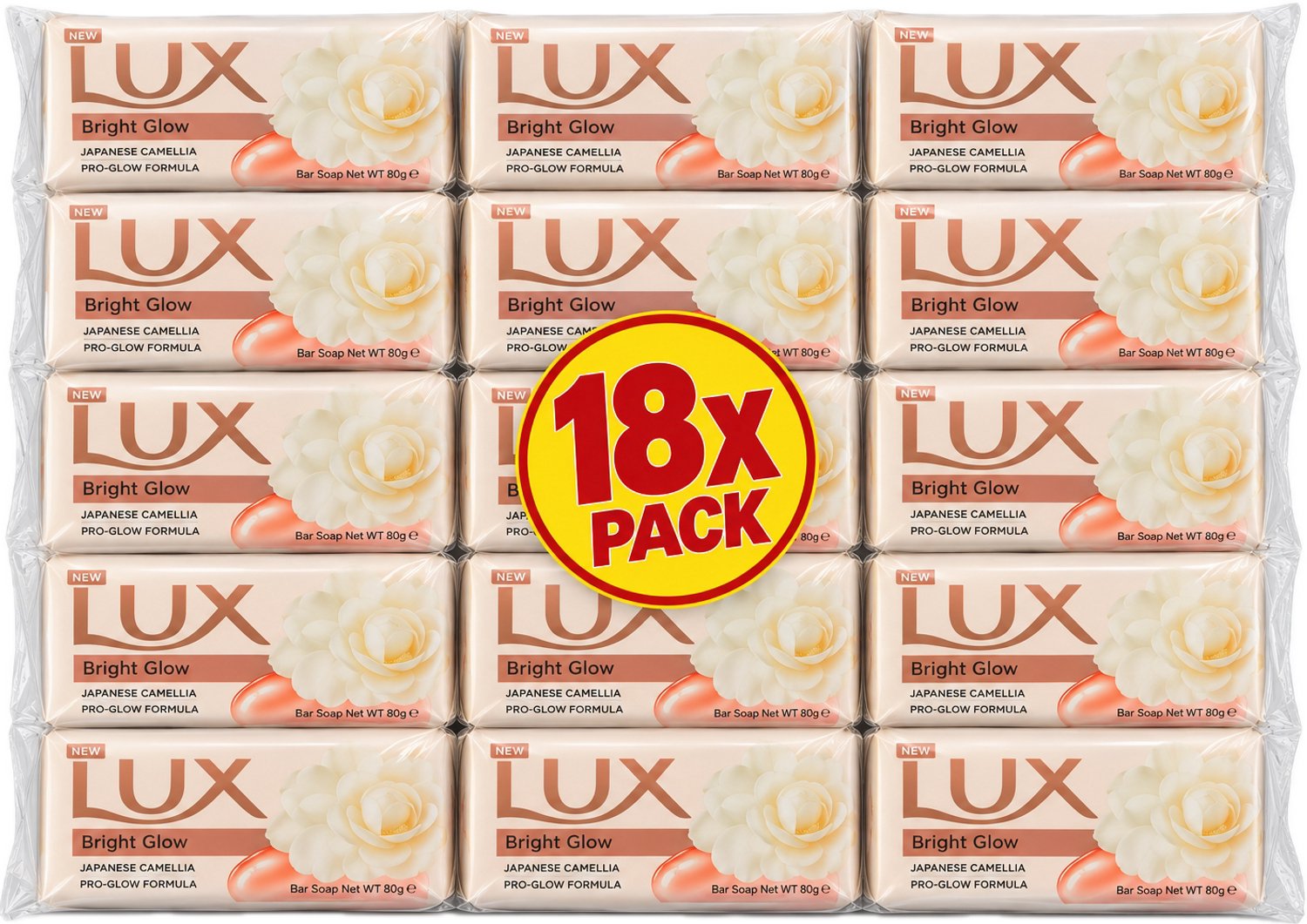 Lux Zeep - Bright Glow - Japanese Camellia - Pro-Glow Formule - Voordeelverpakking 18 stuks