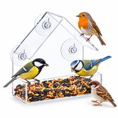 Vogelvoederhuisje voor Kleine Vogels - Doorzichtig Vogelhuisje aan het Raam - Zuignap - Hangend Voederhuis - Animalking - Vogelvoederstation - Bird Feeder