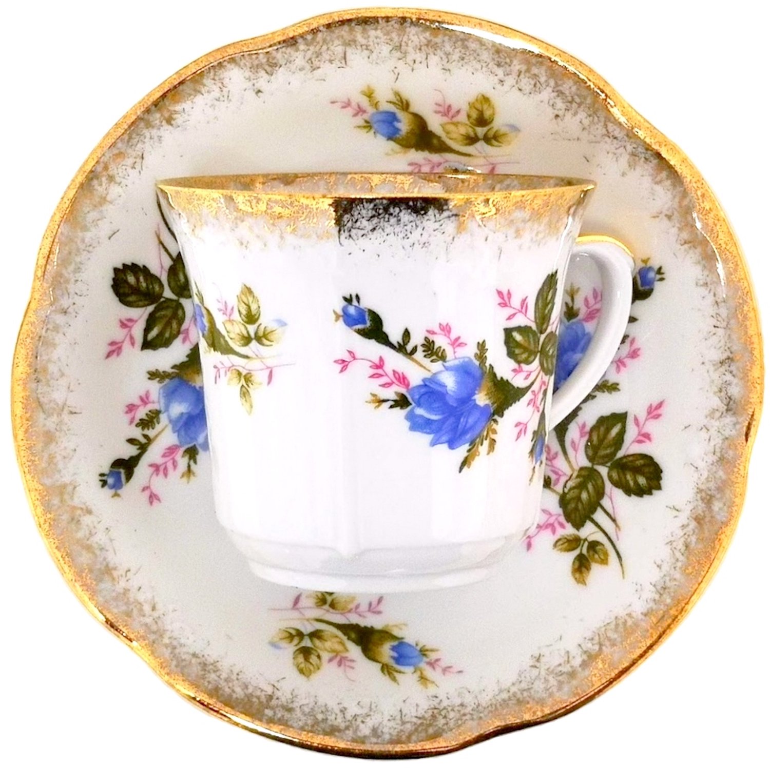 Malcer Bouillonkom Kamelia 400ml Blauw met Gouden Rozen