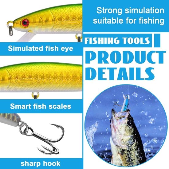 Vivid Wobbler Visloods met Boorhaak voor Forel, Baars, Snoek en Zalm - Set van 5 Stuks Visgerei — afbeelding 3