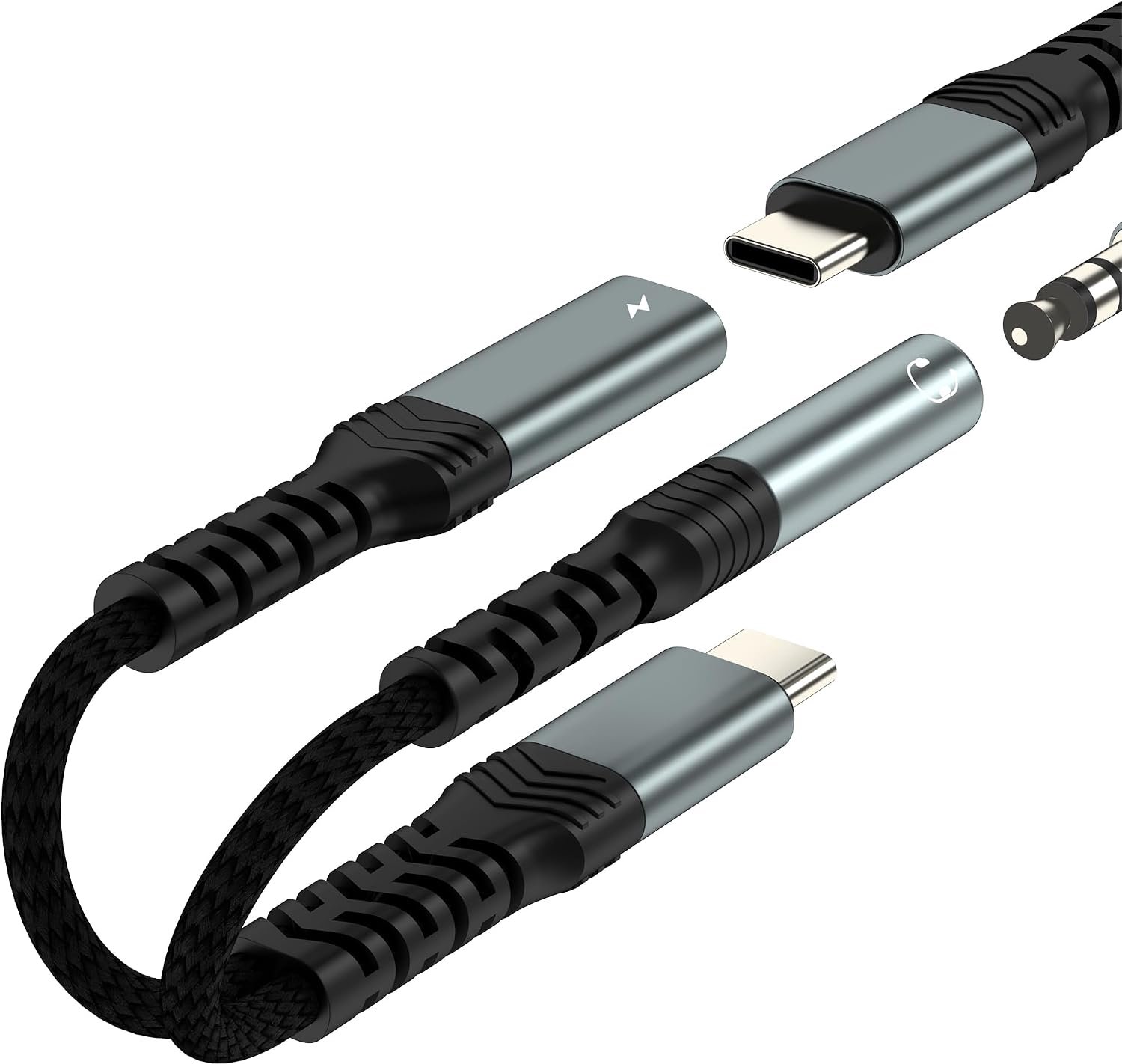 Adapter USB C naar 3,5 mm jack oplaadkabel voor iPhone 17 16 15 Pro Max compatibel met Samsung Galaxy S26 S25 Ultra - ShopVlot