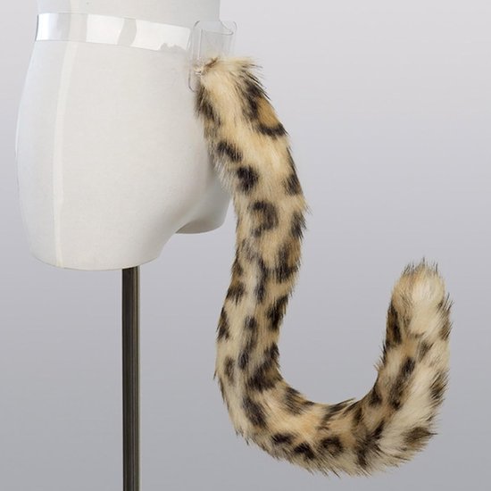 LUOFENG Faux Fur Cat Costume with Leopard Tail for Halloween Christmas Adjustable Fox Tail - ShopVlot — afbeelding 4