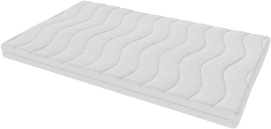 Wit matras van 120x200 cm met een golvend doorgestikt patroon.