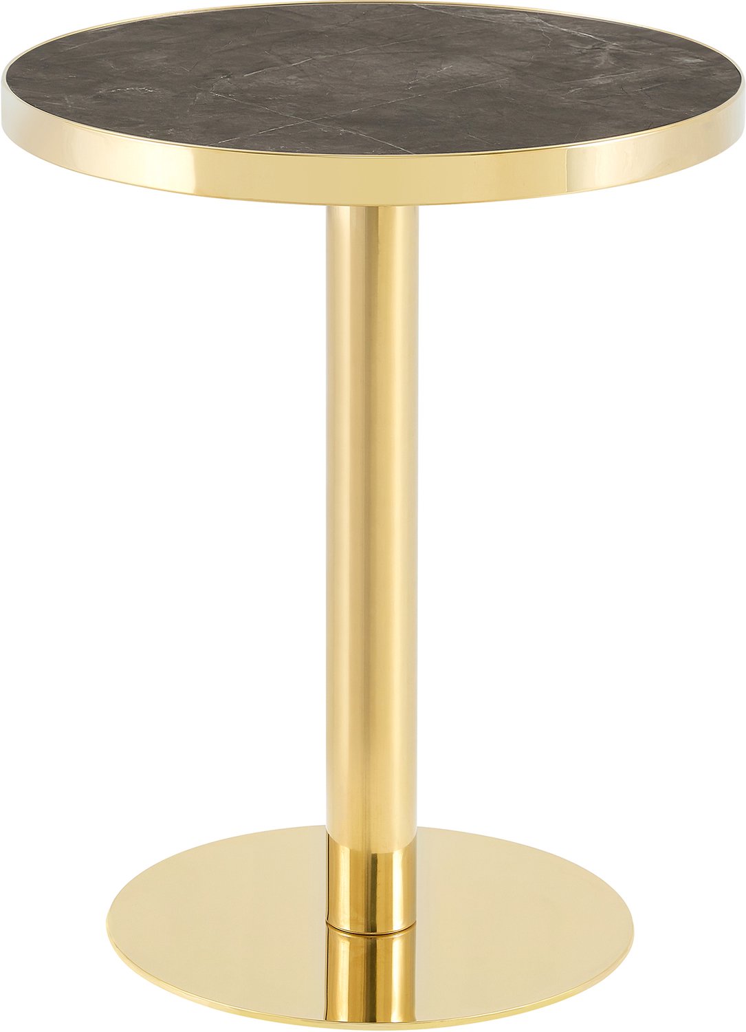 SONNENH Ronde bijzettafel met marmerlook en goudkleurige voet - 60 x 73,7 cm
