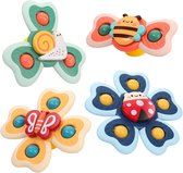 Leefico Fidget Spinners Baby met Zuignap XL - Badspeelgoed Baby - Sensorisch Speelgoed - Set van 4 Stuks