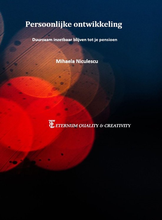 Boekomslag met rode bokeh-lichten op een donkere achtergrond, titel Persoonlijke ontwikkeling door Mihaela Niculescu.