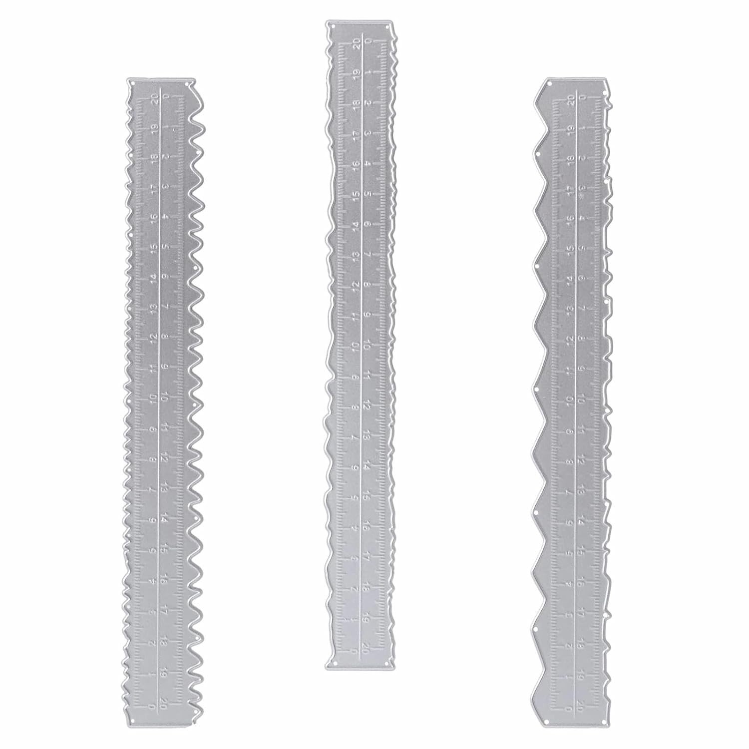 Set van 3 Onregelmatige Snijlinialen van 21,5 cm voor Creatief Kaarten Maken en Knutselen met Papier en Karton