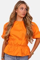 Getdrezzed Top - Maat: XL - Top met gesmokte taille pofmouwen oranje