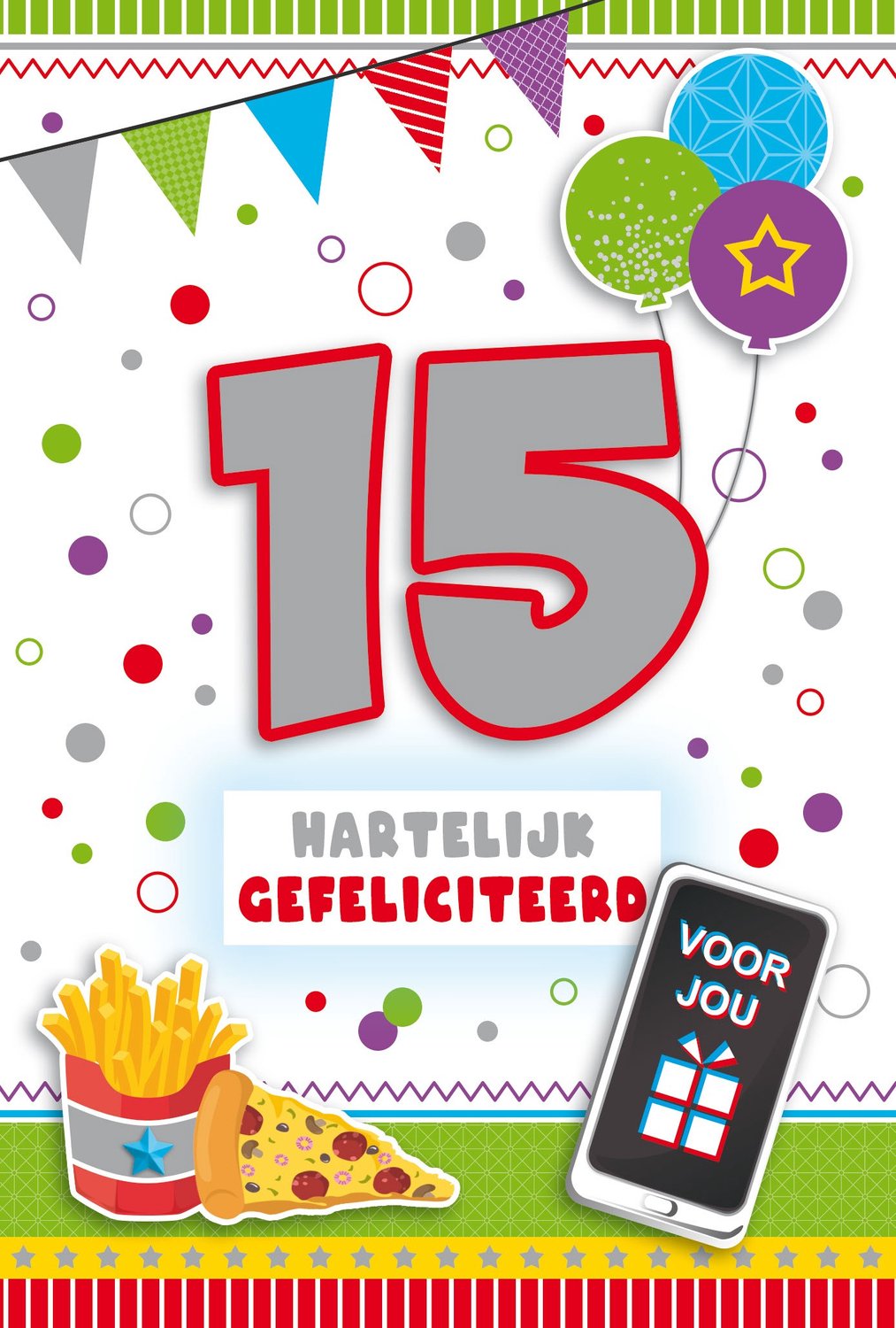 Luxe 3D Verjaardagskaart 15 Jaar - Leeftijdskaart 15 Jaar- Wenskaart 15 Jaar - Gefeliciteerd 15 Jaar