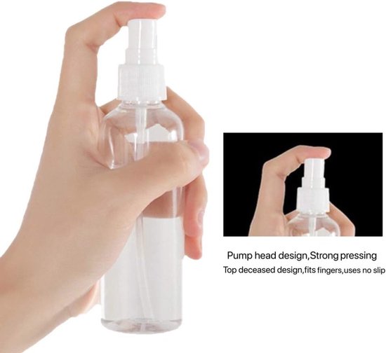 SnelShoppen - Sprayfles Set - 4 x 100 ml Transparante Plastic Sprayflessen - Fijne Mistverstuiver voor Parfum, Olie en Huidverzorging - Inclusief 2 Tr — afbeelding 4